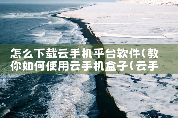 怎么下载云手机平台软件