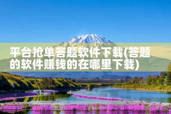 平台抢单答题软件下载
