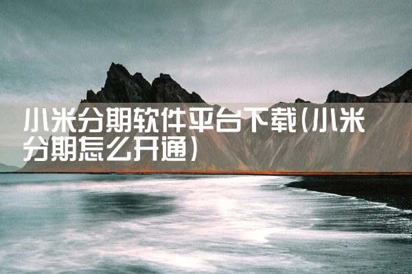 小米分期软件平台下载