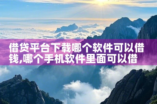 借贷平台下载哪个软件可以借钱