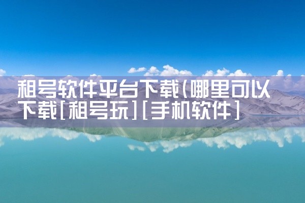 租号软件平台下载